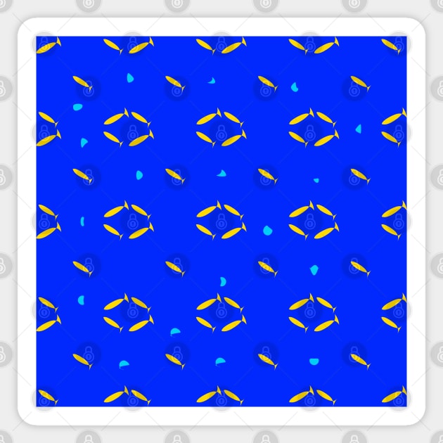 Yellow fishes on blue background Sticker by ikshvaku